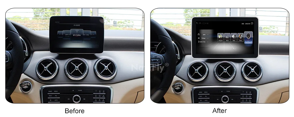 Cheap NaviFly 9 inch 4G LTE Car multimedia player for Mercedes Benz CLA W176 2013-2018 NTG 4.5/NTG 5.0 Android 7.1 3GB+32GB 4 Core 5