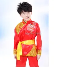 10 компл./лот китайский дракон тотем Тай Чи и боевым искусством Кунг-Детское платье для выступлений, сценический костюм, одежда 110 см-160 см