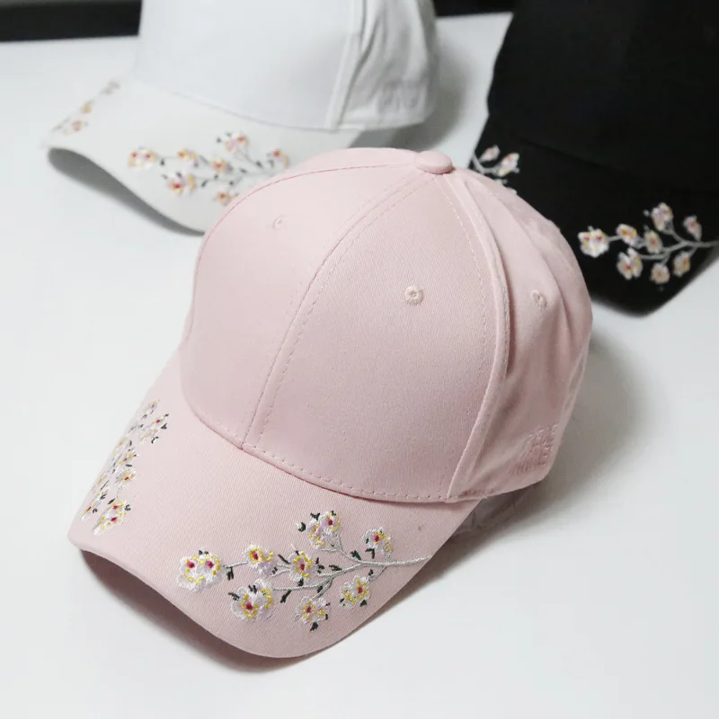 Новые кепки в стиле хип-хоп бейсболка женская, шапка Цветочная летняя вышивка изогнутая Осенняя бейсболка s Мужская трапециевидная хип-хоп шляпа Bone - Цвет: pink colour