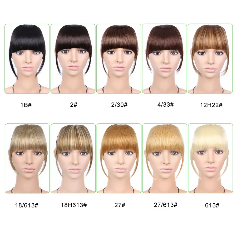 Alileader Short Straight Bang Extensions Synthetic Bang Hair Pieces For Women Heat Resistant Fringe Clip Bangs Blond Black Brown