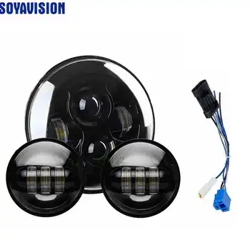 

Motor 7" Round H4 Hi/Low Beam LED Headlamp 4-1/2" Chrome Passing Lamps 4.5" Led Fog HeadLight for Davidson Harley