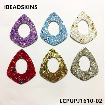 

New arrival! 45X37mm mix color 50pcs/lot imitate PU with Sequin drop-shape charm for earring/Jewelry DIY(As shown)