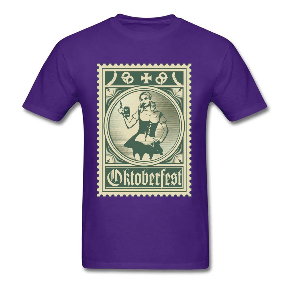Tops & Tees Oktoberfest Stamp Summer Plain Leisure Short Sleeve 100% Cotton Crewneck Man Top T-shirts Leisure Clothing Shirt Oktoberfest Stamp purple