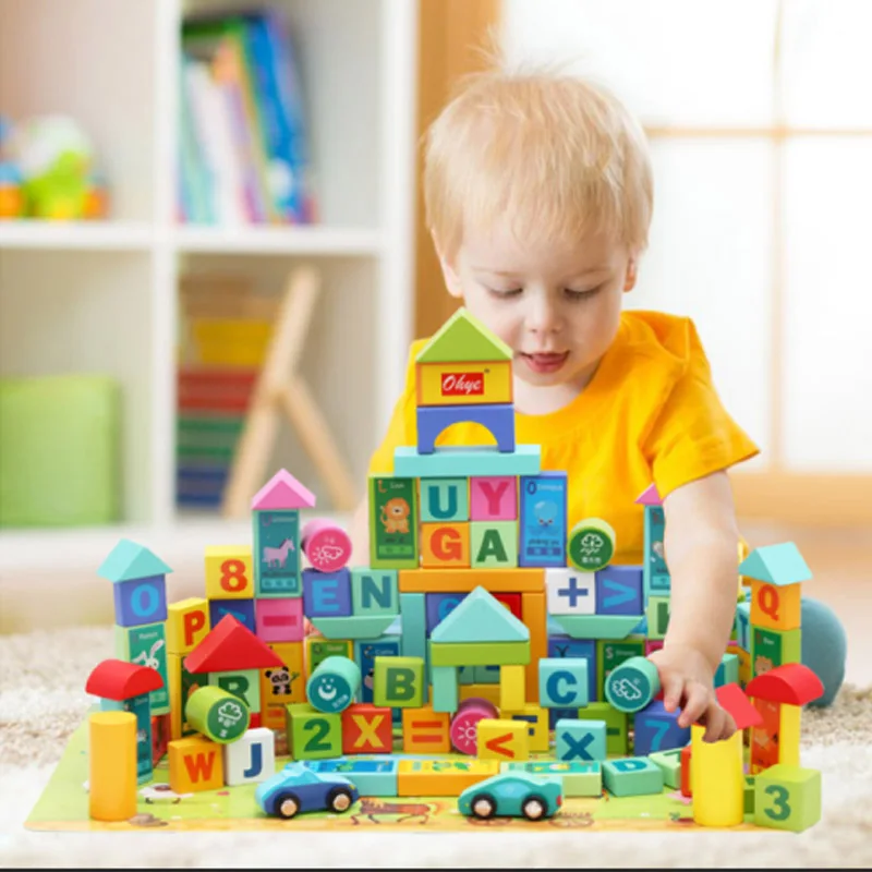 

Children safety Various Colors Multi-Shape Building Blocks Figures Bricks Toys Compatible with Block Wood without Burr