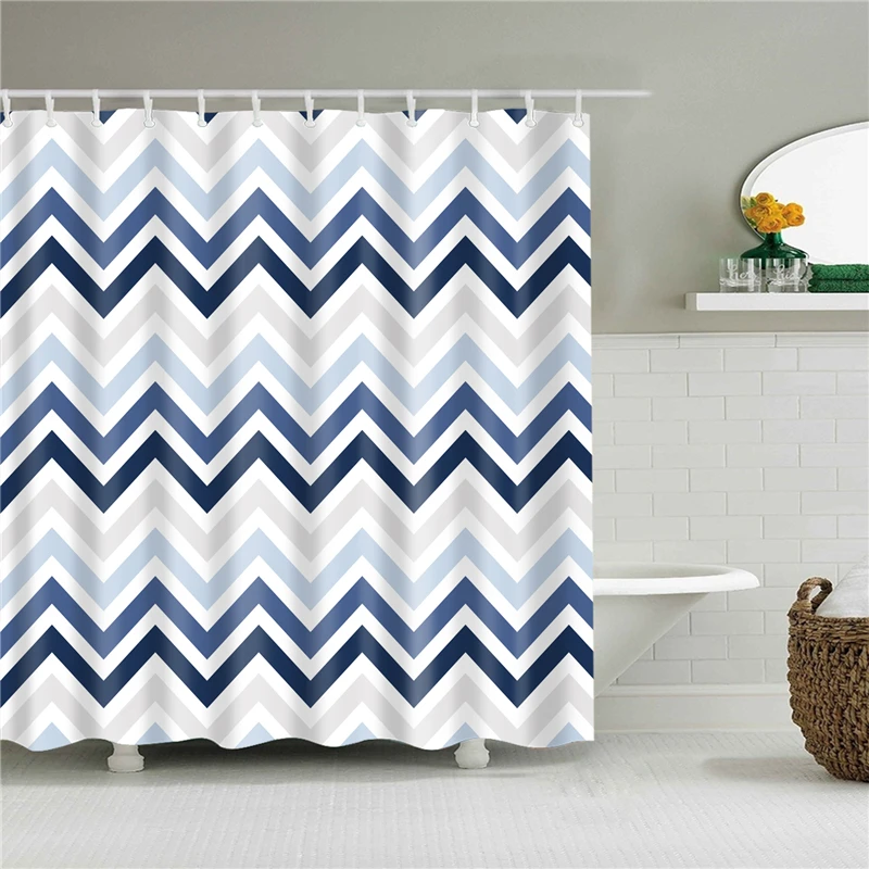 

Anchor Striped Shower Curtain Hippie Decoration Accessories Polyester Fabric Screen for Bathroom Waterproof Bath Curtains