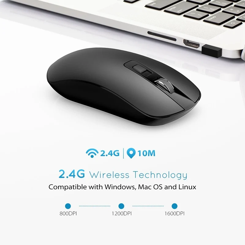Беспроводная мышь VicTsing 1600DPI 2 4G USB оптическая компьютерная для ноутбука с нано
