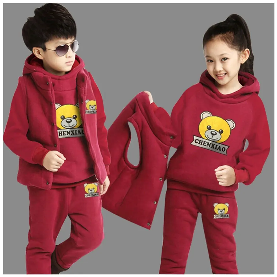 Комплект одежды для маленьких мальчиков и девочек 4-12 лет, осенне-зимняя одежда для маленьких мальчиков 2 цвета, топы, пальто, жилет, штаны, комплект одежды из 3 предметов