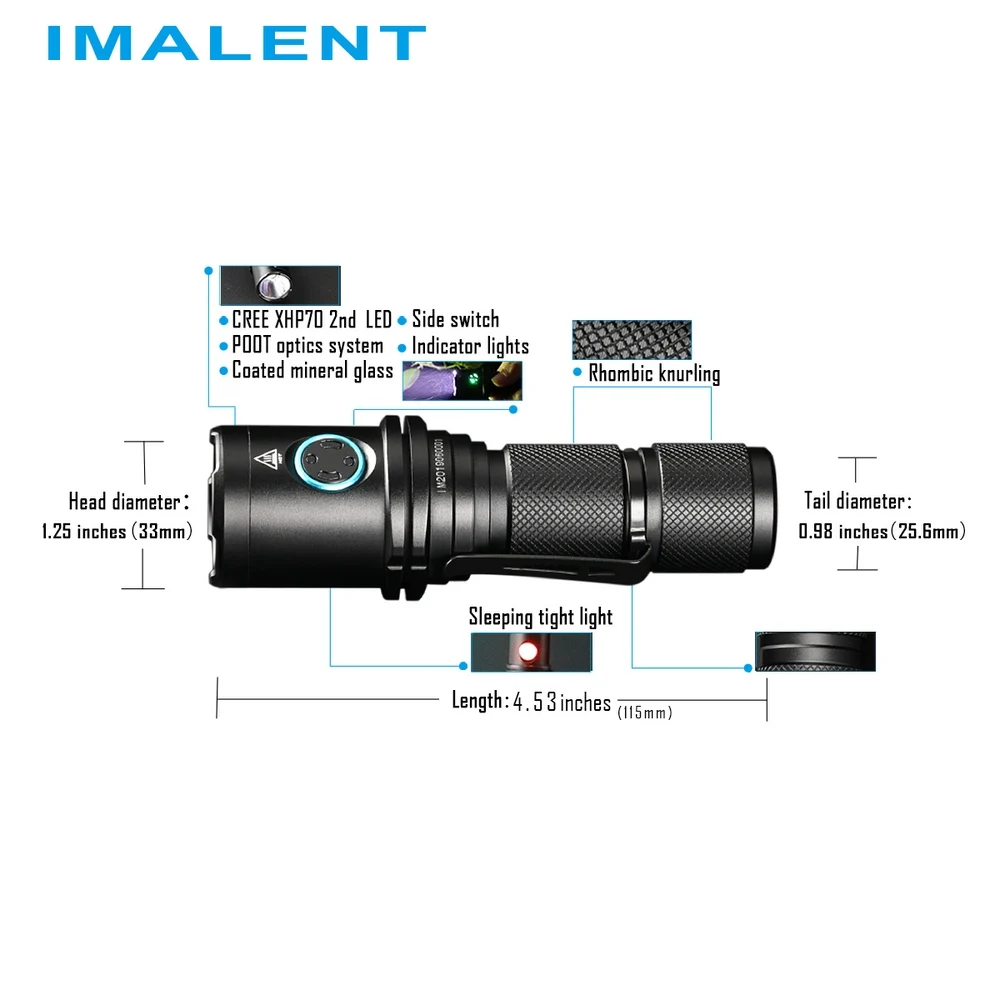  IMALENT DM70 Rechargeable Flashlight OLED Screen Max 4500LM Beam Distance 306 Meter Outdoor Torch w - 4000150328487