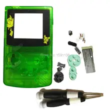 Фирменный прозрачный зеленый цвет чехол для ремонта FitGameBoy цвет GBCw/кнопки для консоли Nintendo чехол с винтами резиновые прокладки