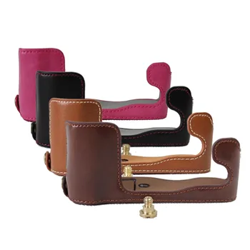

PU Leather Camera Bag Bottom Case Half Body Set Cover For FujiFilm Fuji X-A5 XA5 X-A3 XA3 XA10 XA-10 with Battery Opening