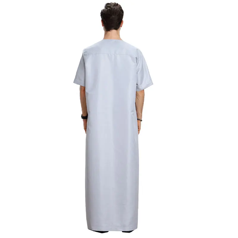 2021 мусульманская Мода для мужчин Исламская ткань Jubah Thobe халаты кафтан Кнопка
