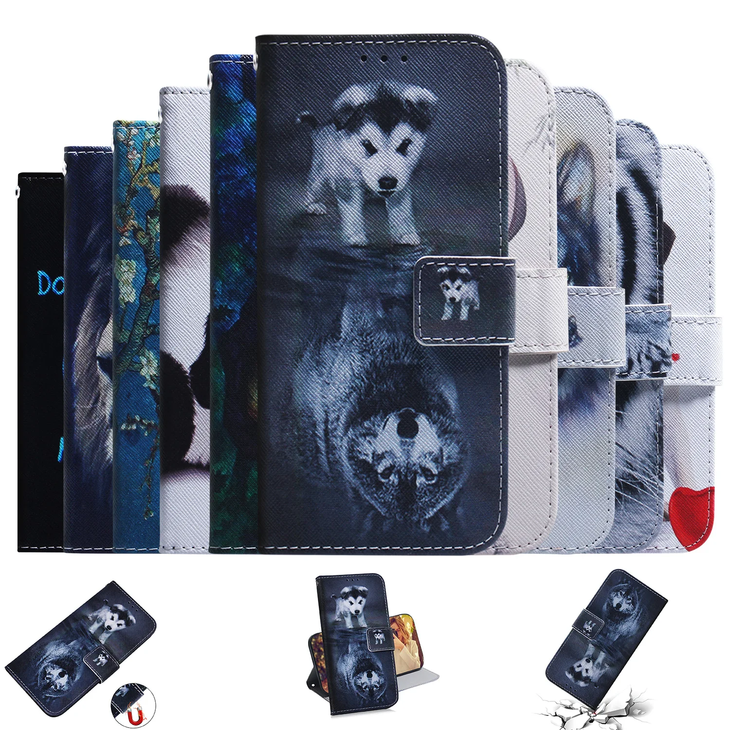 

Case for Sony Xperia L3 10 plus tiger lion panda print Flip Wallet PU Leather Phone Cover For Sony Xperia 10 1 #R