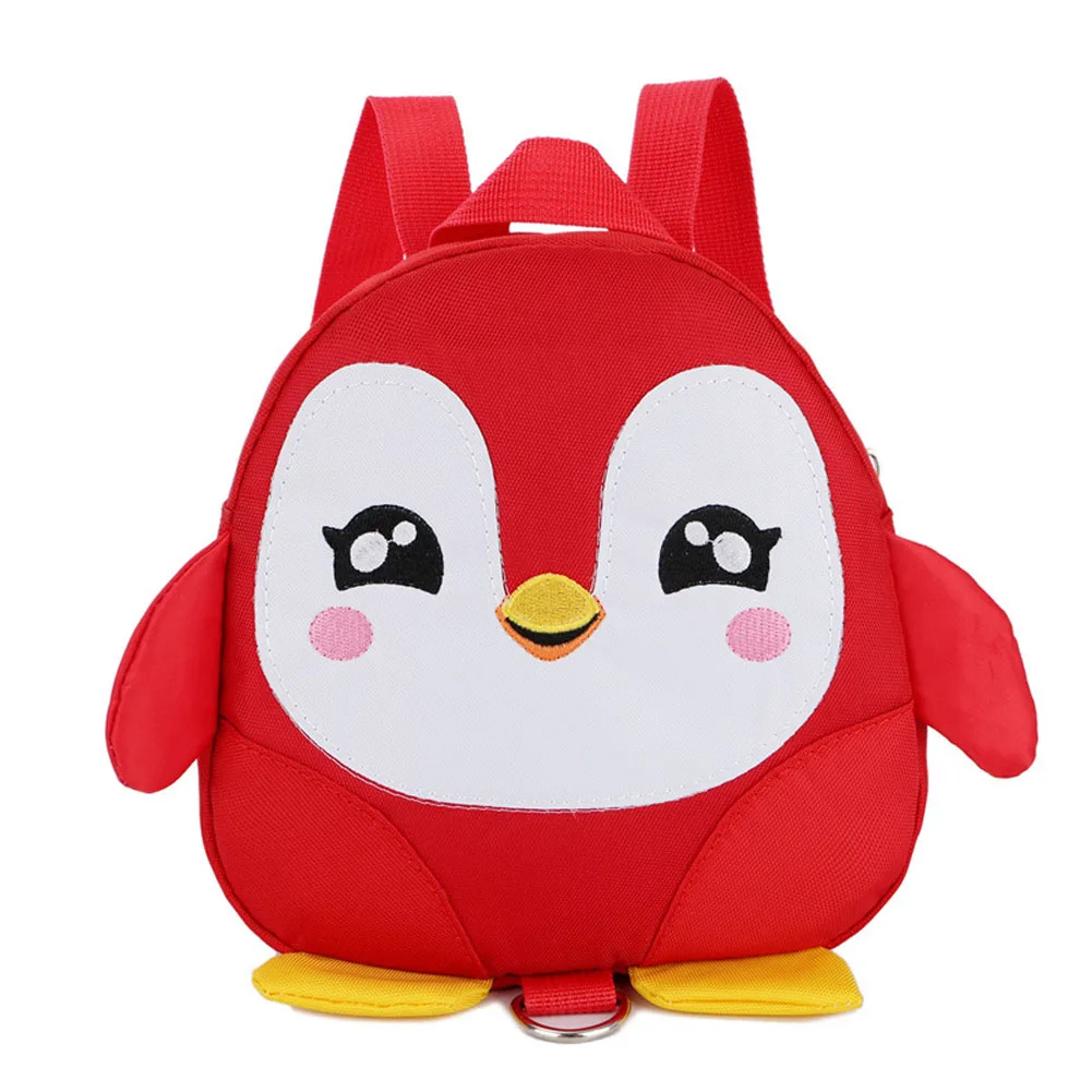 Детский рюкзак с поводьями, легкий рюкзак, Подарок Пингвина, безопасный Регулируемый ремень, милый мультяшный рюкзак с ремнем - Цвет: Красный