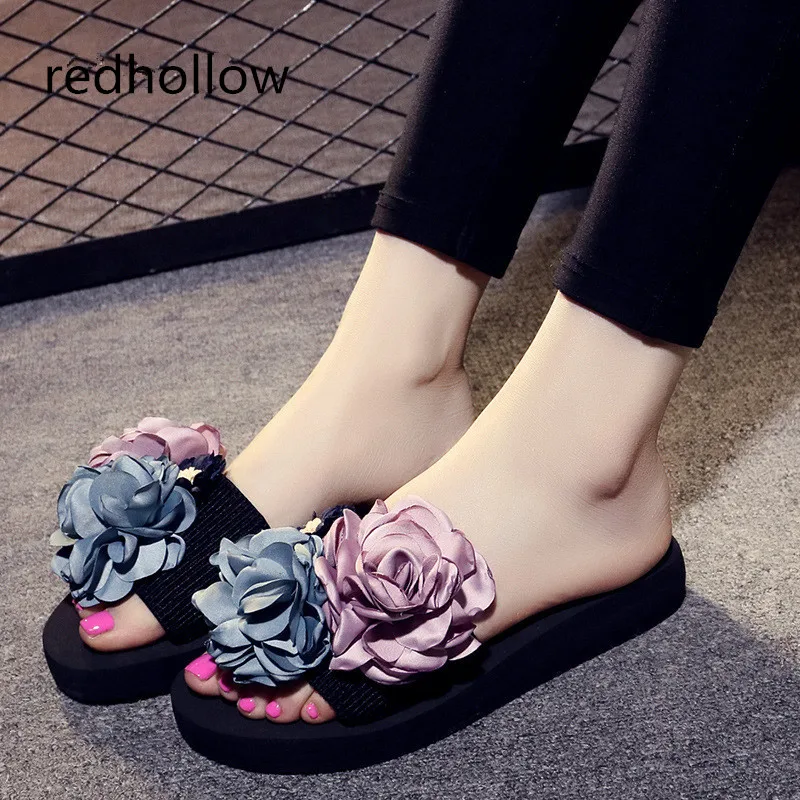 

2019 Women Slippers Flower Bohemia Summer Beach Sandals Slippers Flat Women Shoes Comfortable Slip On Slippers Female Slides