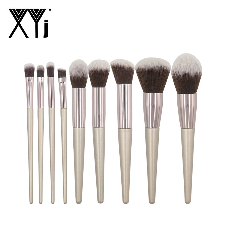 

9pcs Maquillage Kit Champagne Makeup Brushes Set For Foundation Powder Blush Lip Eyeshadow Make Up Brush Cosmetics Beauty Tools