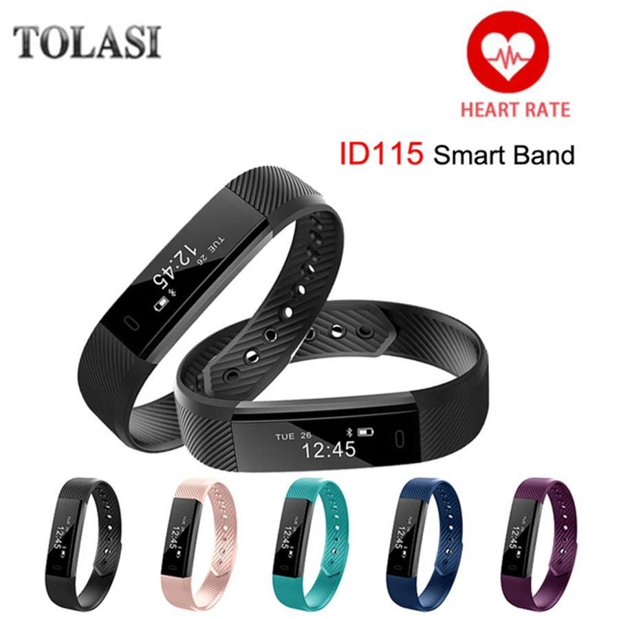 

2019 New ID115 Smart Bracelet Fitness Tracker Step Counter Activity Monitor Band Vibration Wristband pk FitBits Mi Band 2 ID107