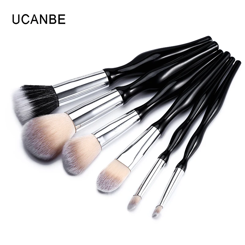 

UCANBE 6pcs/lot Face Foundation Makeup Brushes Powder + Blusher Bronzer + Eyeshadow + Eyebrow Make Up Brush Cosmetic Kit Tools