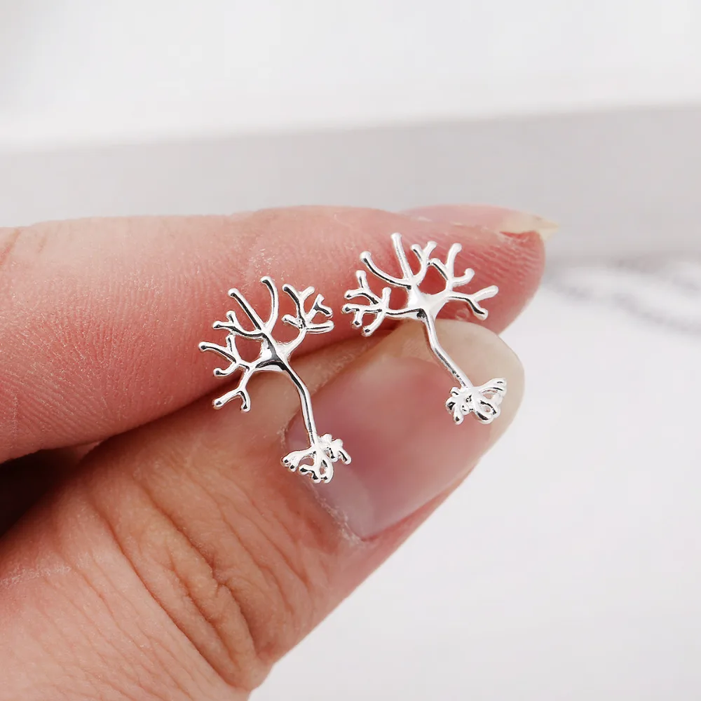 

Oly2u Fashion Neuron Earrings for women Anatomy Neuron Stud Earrings Life Tree Biology gift for men girl