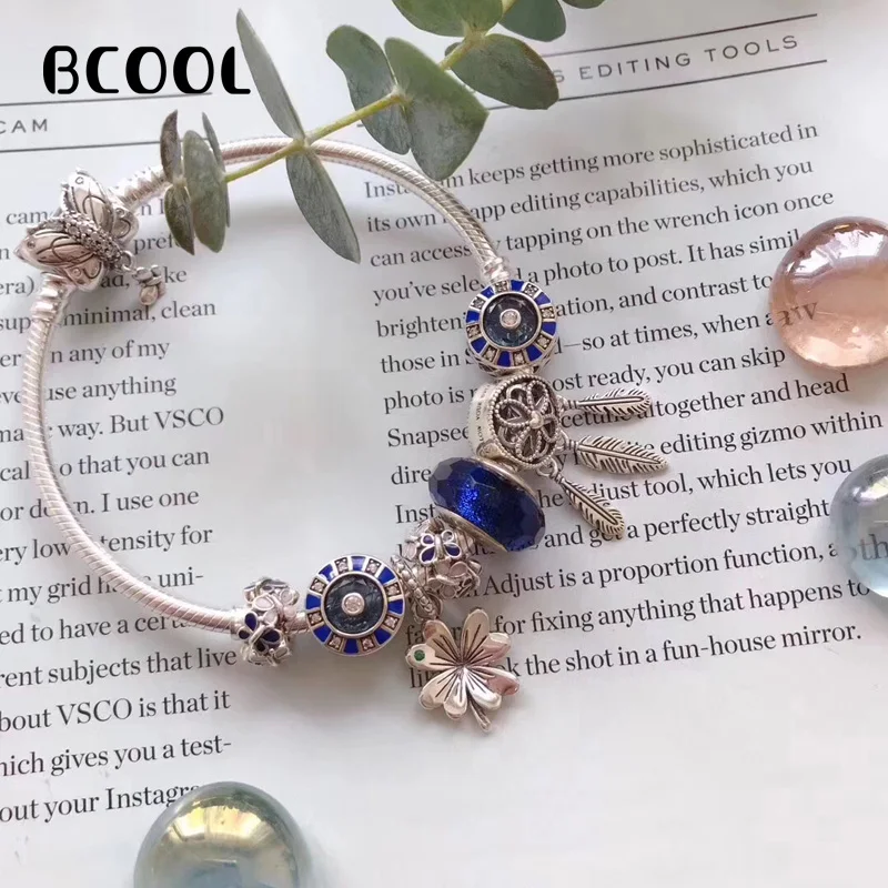 

BCOOL DIY Fashion Charm Silver 925 Original 1:1 Copy Bracelet, Women's Dreamcatcher Crystal Bead Bracelet Jewelry Gift