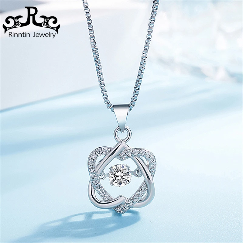 

ORSA JEWELS Women Silver Color Necklace with AAA Cubic Zircon Geometric Pandent For Female Valentine's Day gift DLN09