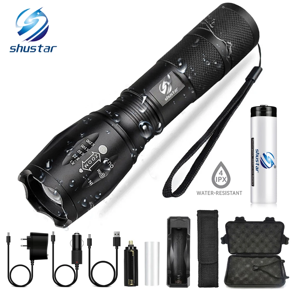 Led flashlight Ultra Bright torch T6/L2/V6 Camping light 5 switch Modes waterproof Zoomable Bicycle Light use 18650 battery