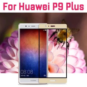 

50pcs 9H For Huawei P9 Plus Full covered screen Colorful Flat tempered glass screen protector (Not 3D curved)