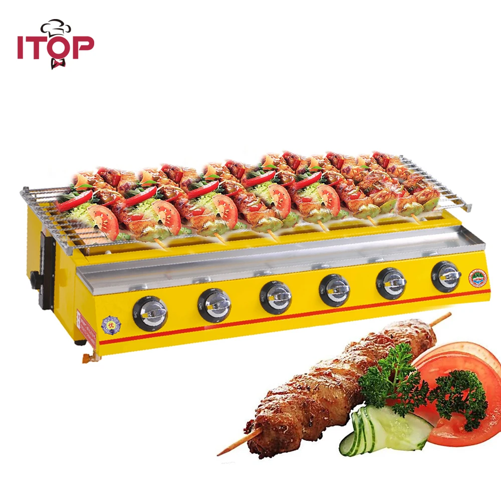 

ITOP 6 Burners LPG Gas BBQ Grills Non-stick BBQ Griddle Baking Machine Outdoor Barbecue Tools For Camping Picnic