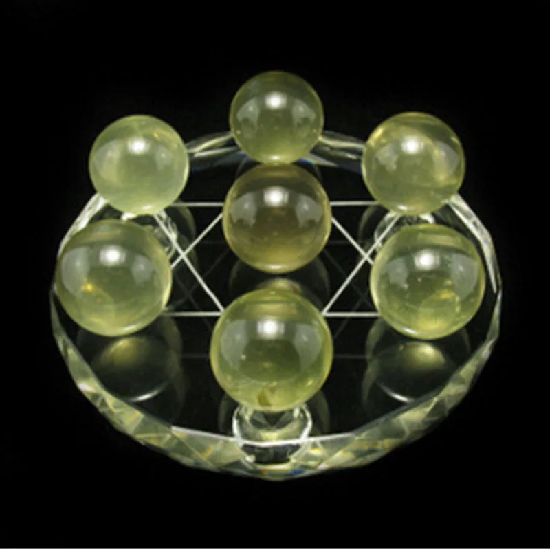 Seven array of natural yellow crystal ball ornaments Luckyin Figurines