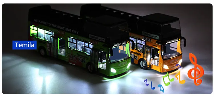 Электронный звук и светильник двухэтажный экскурсионный автобус модель сплава городской Тур автобус с открытой дверью Коллекция Модель