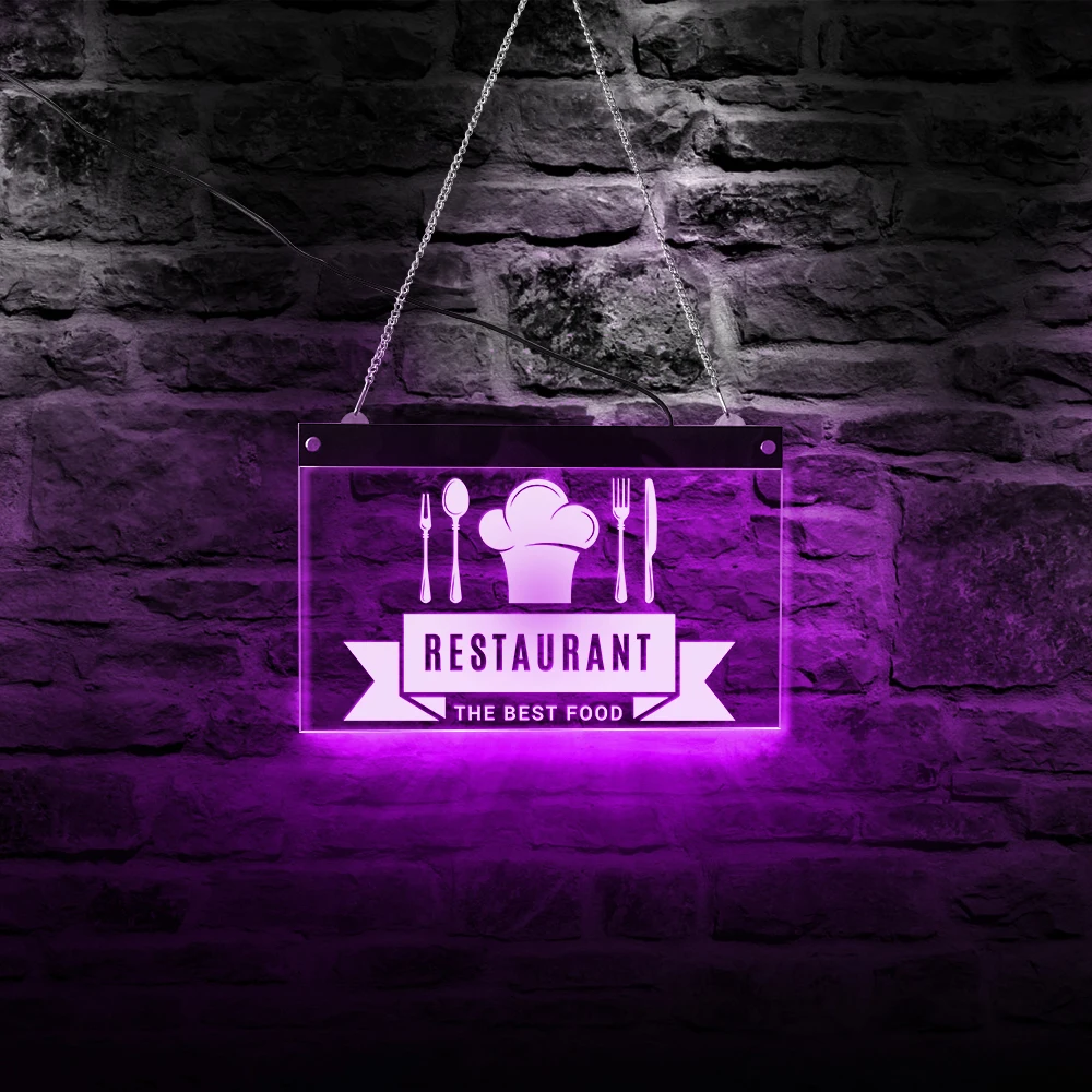 

THE BEST FOOD Restaurant Logo Design Custom LED Neon Sign Cooking LED Business Sign Corporate Logo Lighting Art Kitchen Decor