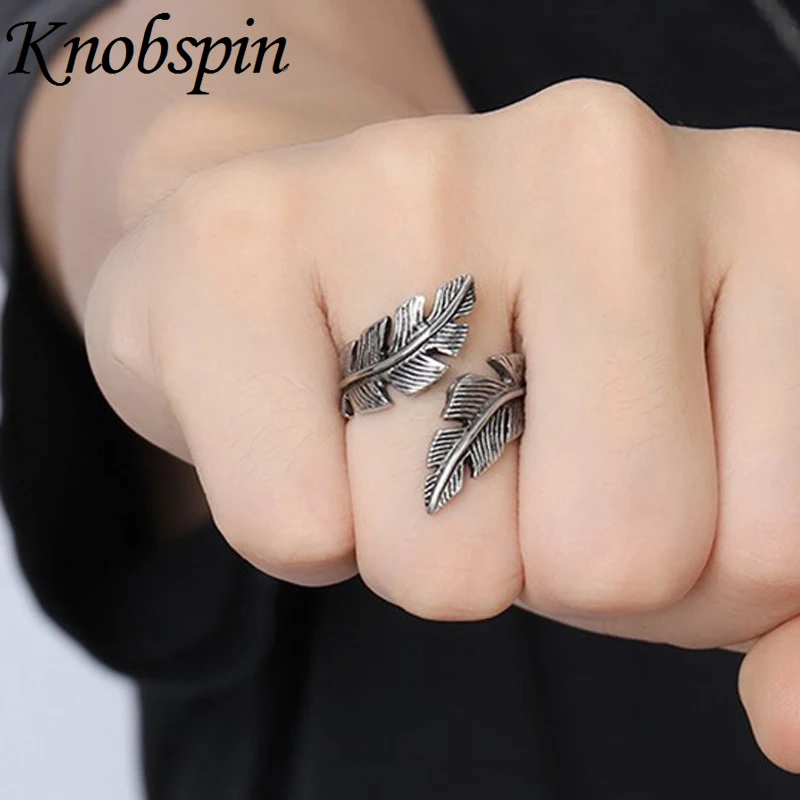 

Fashion feather Vintage Stainless steel Jewelry Great men Ring Fashion anniversary bijouterie bague homme US size 7-12