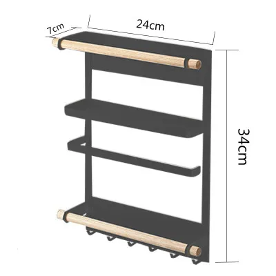 Креативная Магнитная Адсорбция холодильник кухонный держатель для хранения бумажных полотенец полка боковая настенная Вешалка Органайзер - Цвет: Black
