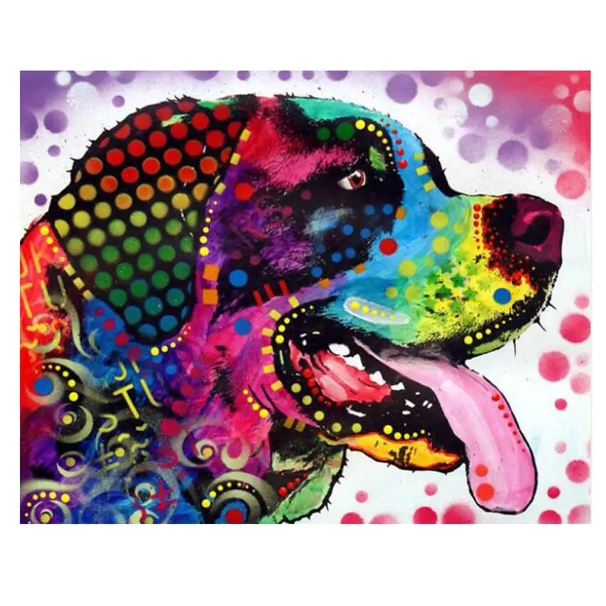 Раскраска по номерам, краска по номерам, картина, собака, живопись, каллиграфия - Цвет: dog painting 16