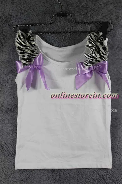 

Zebra Lavender ribbon Baby girls pettitop kids girls cotton tees summer