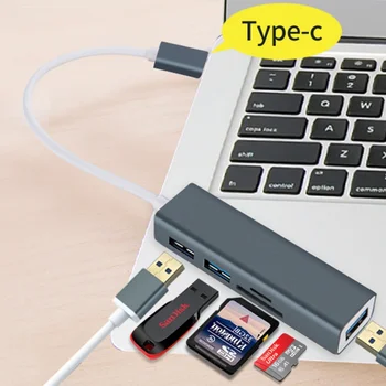 

5 in 1 Super Speed Type-C to USB Hub Adapter USB 3.0 Ports SD/TF Card Reader for Macbook Ultrabook Smart Phone 500Mbps