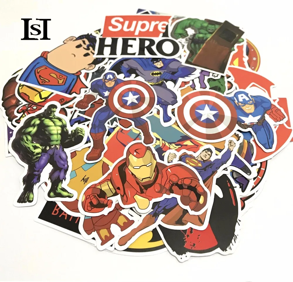 50Pcs Super Hero Stickers for Kids Laptop Home Decor Vinyl Decal