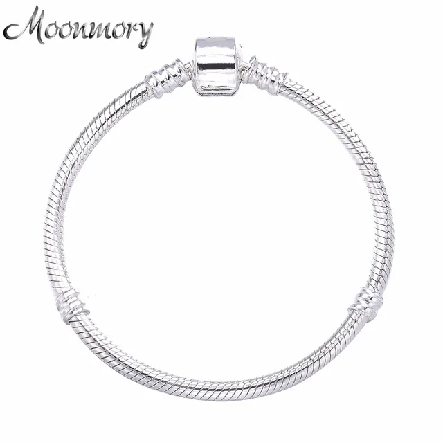 Moonmory 2017 European Por Jewelry 925 Sterling Silver Snake Moonmory 2017 European Por Jewelry 925 Sterling Silver Snake Chain Bracelet With Clasp Fits For Diy