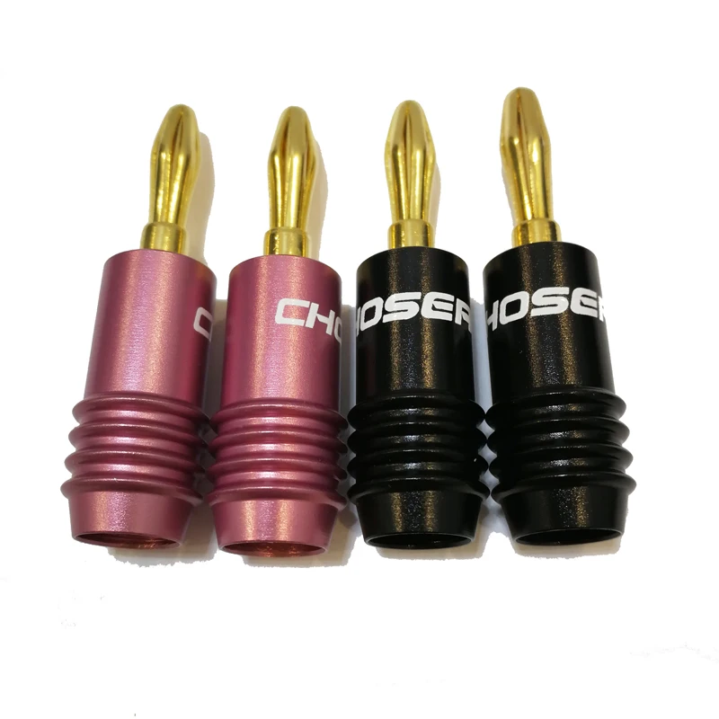 

Free Shipping 8Pcs/lot Choseal 24K Gold Plated Speaker Banana Plugs Connector Audio Jack Connector