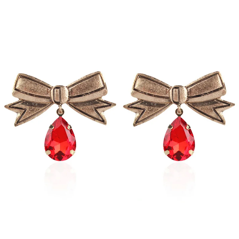

Bohemian Water Drop Earrings Rhinestone Bowknot Dangle Earring Gold Earrings for Women Fashion Jewelry Boucle D'oreille Femme