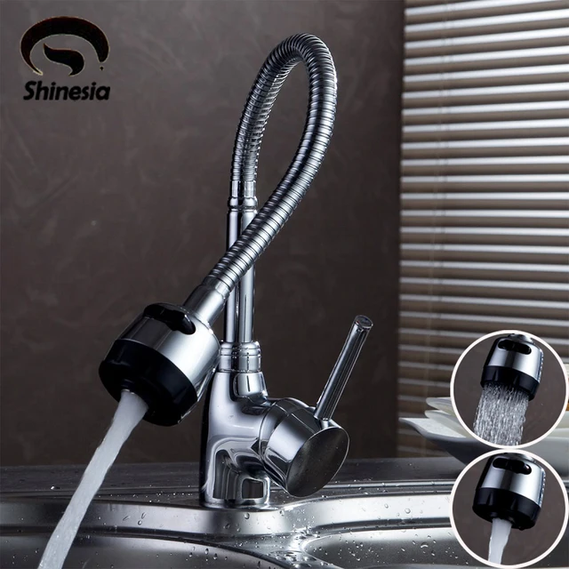 Special Price Silver Double Handle Kitchen Faucet Mixer Cold and Hot Kitchen Tap Single Hole Water Tap Chrome Polished