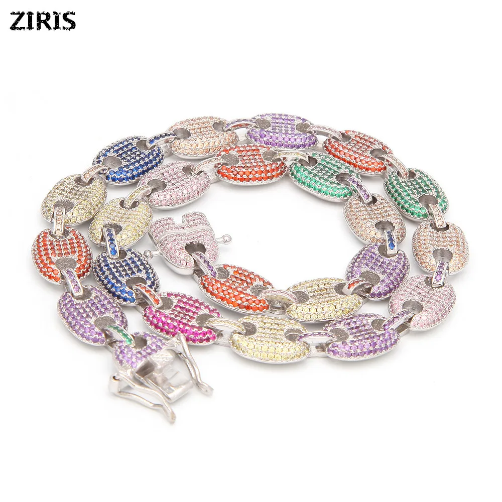 

harmless copper 8.5-30inch Fashion Gold Color Plated Micro Pave Cubic Zircon Bracelet Length Cuban Chain Hip Hop Jewelry