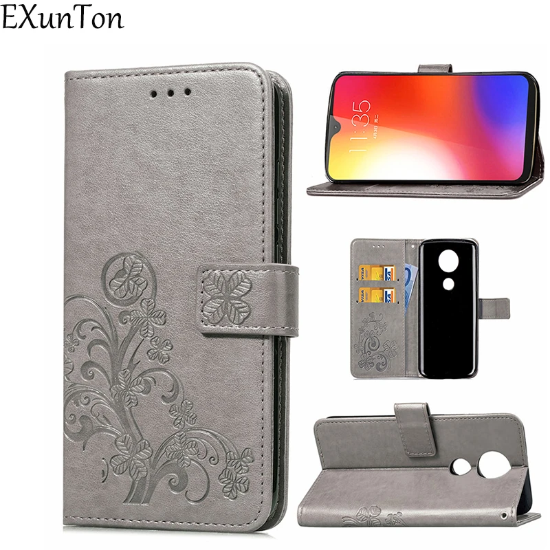 EXUNTON кожаный чехол для Motorola Moto Z3 Play/P30 Note/E5 Pus четырехлистный клевер кошелек
