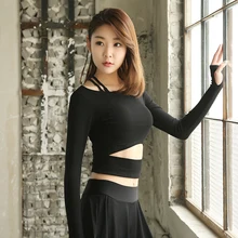 Jinxiushirt Для женщин Йога рубашки с длинным рукавом центр рубашки Фитнес Костюмы женские спортивные топы тонкий бег спортивная рубашка