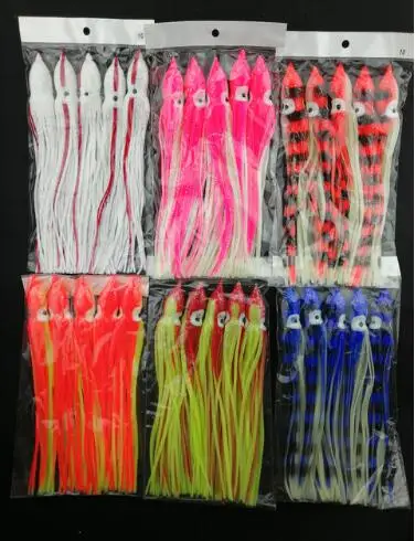 

Carp Fishing Lures Equipment Accessories 5Pcs Hoochie Squid Skirt Octopus Saltwater Fishing Lure Tackle Pesca 25CM 6 colors