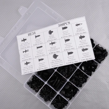 

beler 300Pcs 15 Sizes Plastic Nylon Car Body Rivets Push Pin Moulding Clip Fastener Trim Assortments Fit For VW BMW Audi Toyota