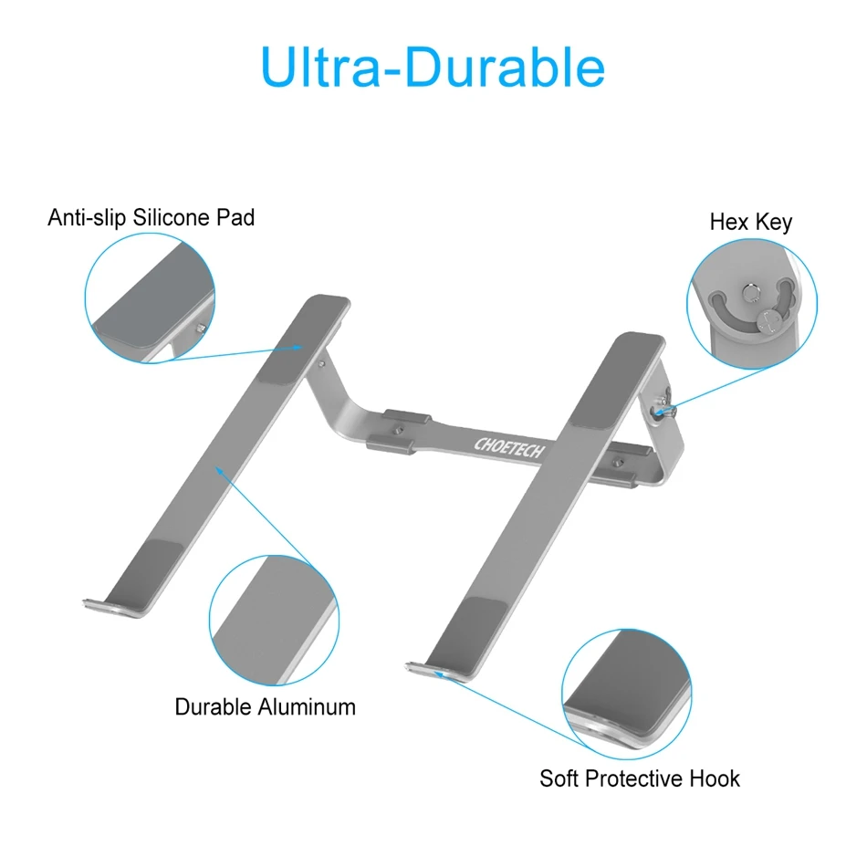 CHOETECH Mackbook регулируемая алюминиевая подставка для ноутбука, совместимый с Apple MacBook Air MacBook Pro портативный ноутбук