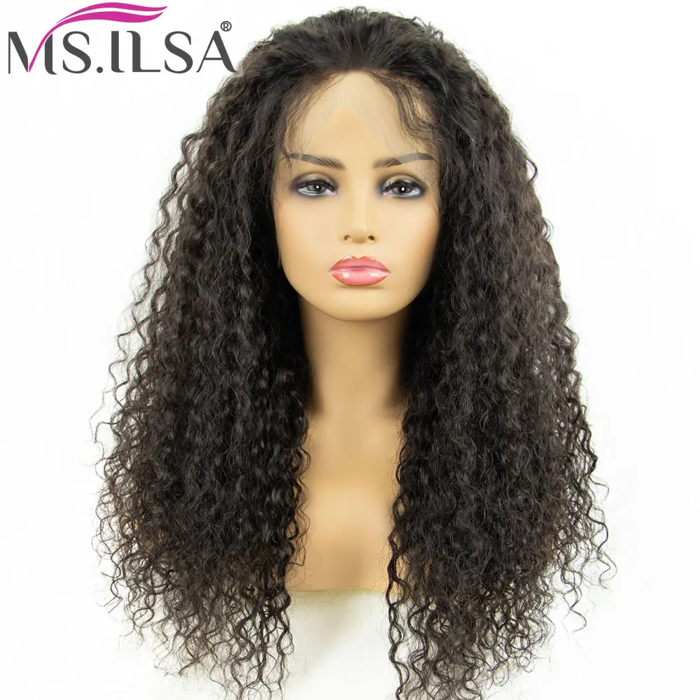 250% Density Curly Full Lace Human Hair Wig Glueless Natural Color Human Hair Pre plucked Remy Hair Wigs For Black Women MS.ILSA