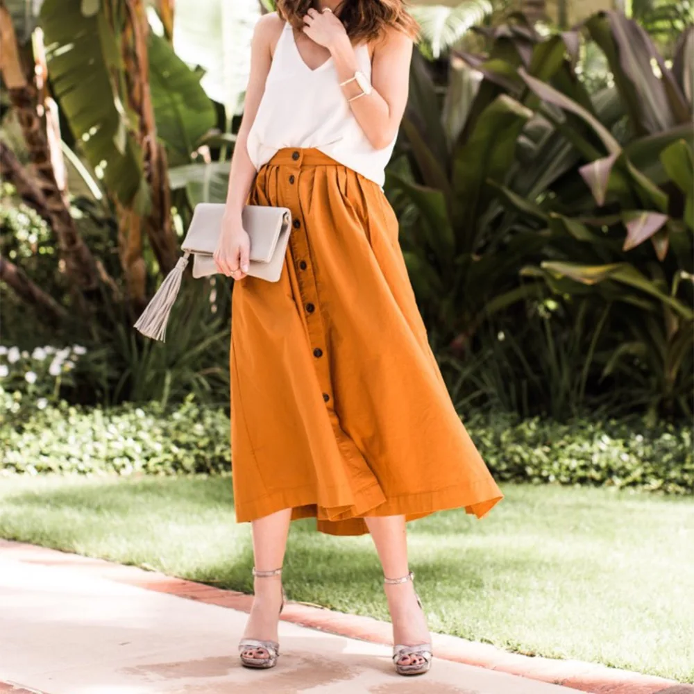 2018 women's fashion skirts vintage style dropped long skirts straight