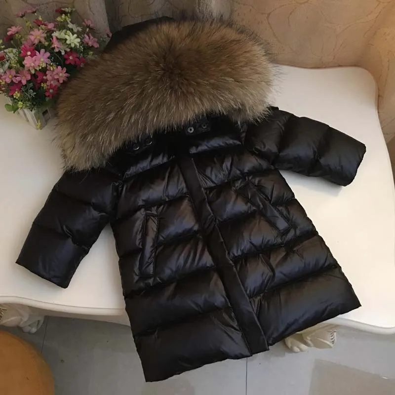 

2019 Jacket Girl Winter Real Fur Hooded Warm Baby Boys Down Coats Fashion Windproof Kids Toddler Outerwear Children Snowsuits