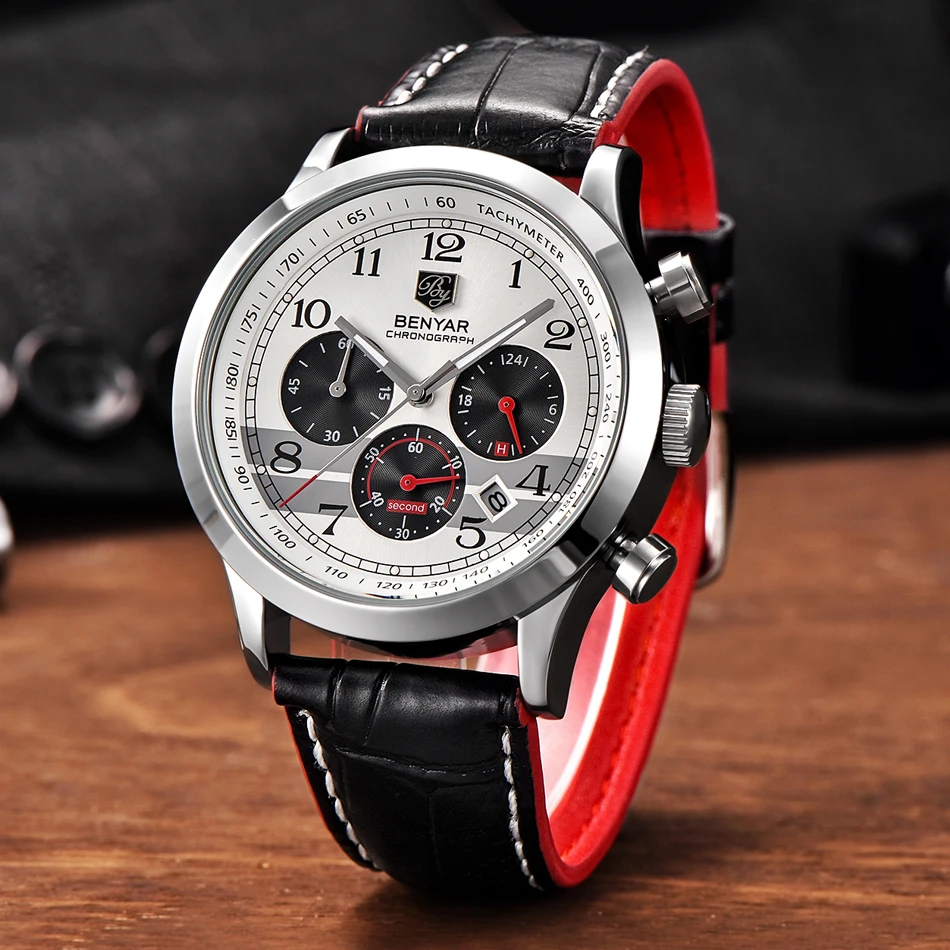 

BENYAR luxury watch men Chronograph quartz watch Full Steel Waterproof Analog Army Military Sport Watch Clock Relogio Masculino